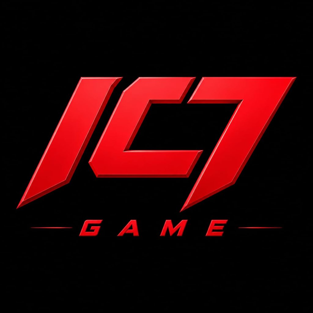 Official IC7 Game logo with a bold red modern design on a black background.